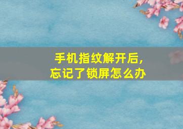 手机指纹解开后,忘记了锁屏怎么办