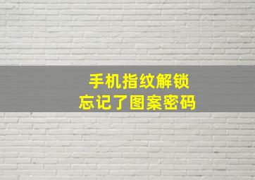 手机指纹解锁忘记了图案密码