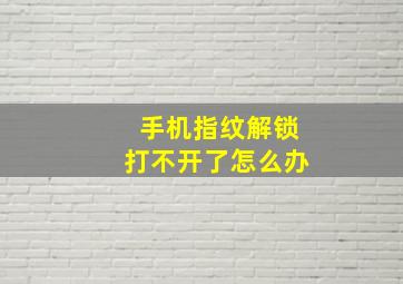 手机指纹解锁打不开了怎么办