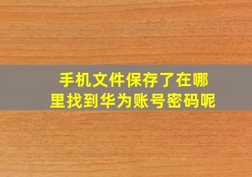 手机文件保存了在哪里找到华为账号密码呢