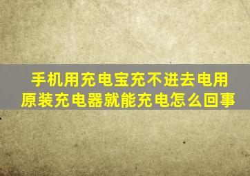 手机用充电宝充不进去电用原装充电器就能充电怎么回事