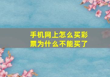 手机网上怎么买彩票为什么不能买了