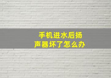 手机进水后扬声器坏了怎么办