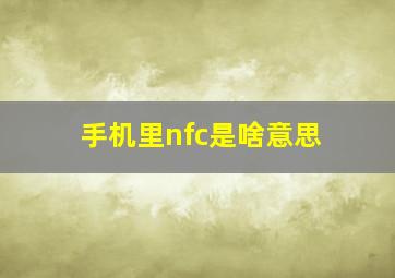 手机里nfc是啥意思