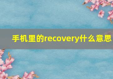 手机里的recovery什么意思