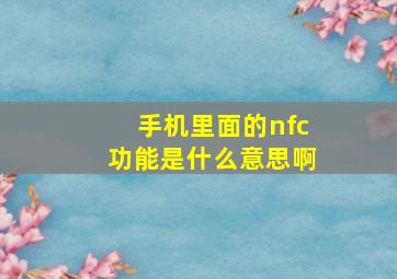 手机里面的nfc功能是什么意思啊