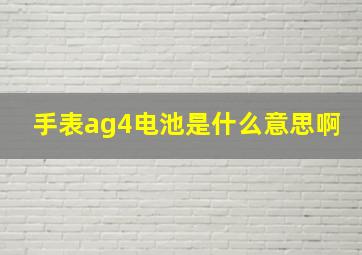 手表ag4电池是什么意思啊