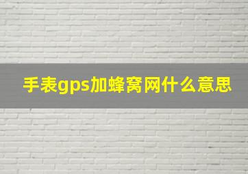 手表gps加蜂窝网什么意思