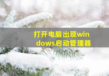 打开电脑出现windows启动管理器