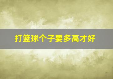 打篮球个子要多高才好