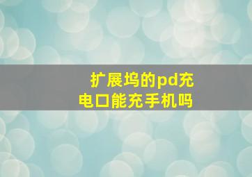 扩展坞的pd充电口能充手机吗