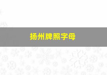 扬州牌照字母