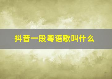 抖音一段粤语歌叫什么