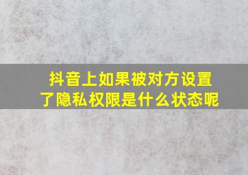 抖音上如果被对方设置了隐私权限是什么状态呢