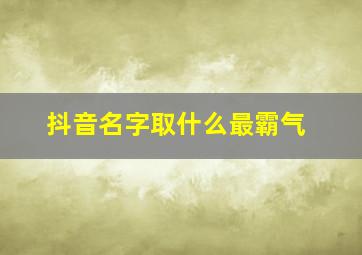 抖音名字取什么最霸气