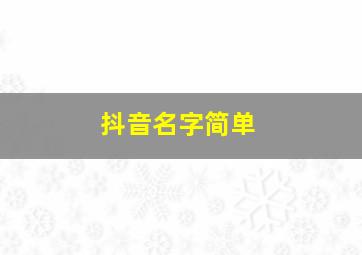 抖音名字简单