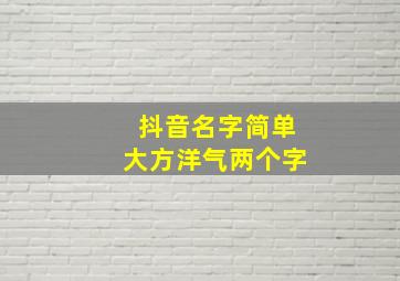 抖音名字简单大方洋气两个字