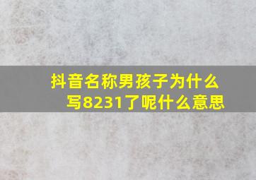 抖音名称男孩子为什么写8231了呢什么意思