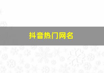 抖音热门网名