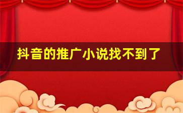 抖音的推广小说找不到了