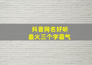 抖音网名好听最火三个字霸气