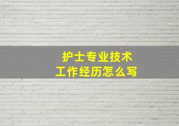 护士专业技术工作经历怎么写