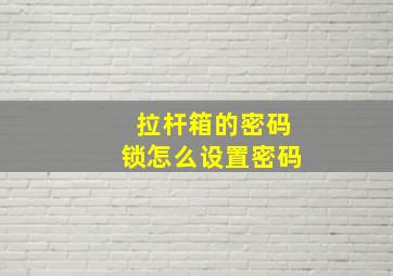 拉杆箱的密码锁怎么设置密码