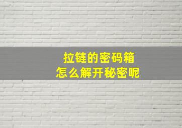 拉链的密码箱怎么解开秘密呢