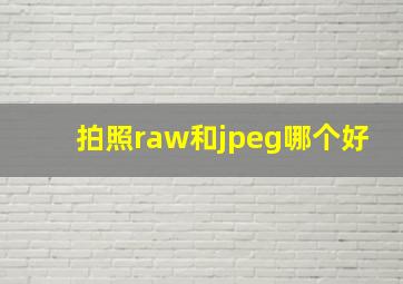 拍照raw和jpeg哪个好