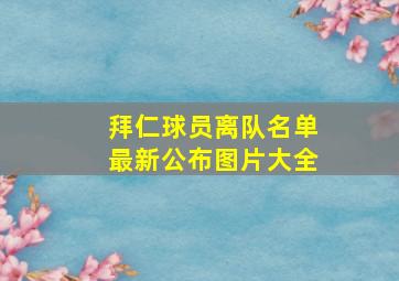 拜仁球员离队名单最新公布图片大全