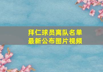 拜仁球员离队名单最新公布图片视频