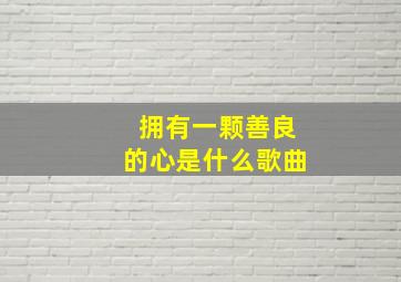 拥有一颗善良的心是什么歌曲