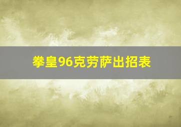 拳皇96克劳萨出招表