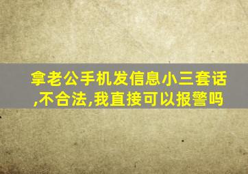 拿老公手机发信息小三套话,不合法,我直接可以报警吗