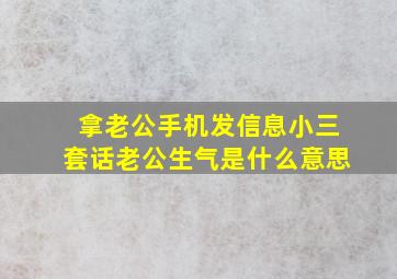 拿老公手机发信息小三套话老公生气是什么意思