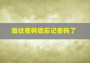 指纹密码锁忘记密码了