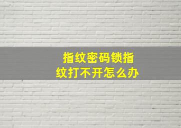 指纹密码锁指纹打不开怎么办