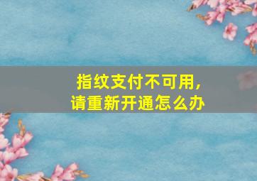 指纹支付不可用,请重新开通怎么办