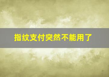 指纹支付突然不能用了