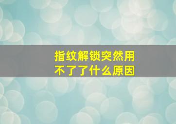 指纹解锁突然用不了了什么原因