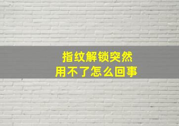 指纹解锁突然用不了怎么回事