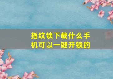 指纹锁下载什么手机可以一键开锁的