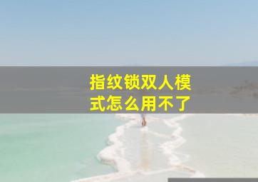 指纹锁双人模式怎么用不了