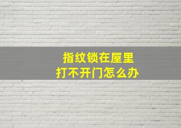 指纹锁在屋里打不开门怎么办