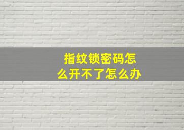 指纹锁密码怎么开不了怎么办