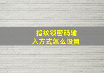 指纹锁密码输入方式怎么设置