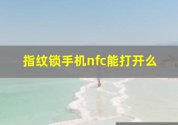 指纹锁手机nfc能打开么