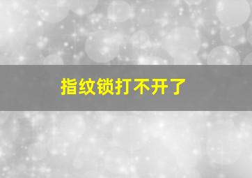 指纹锁打不开了