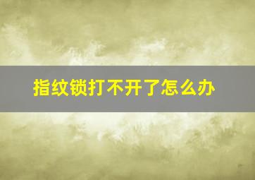 指纹锁打不开了怎么办