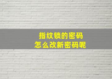 指纹锁的密码怎么改新密码呢